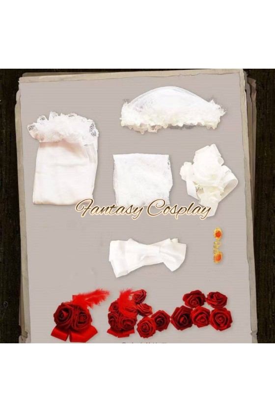 Identity V Perfumer Crimson Bride White Formal Dress Cosplay Costume